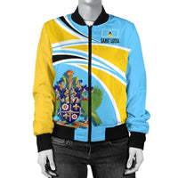 Saint Lucia Women's Bomber Jacket N Flag RLT6 - Wonder Print Shop