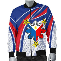 Philippines Men's Bomber Jacket Polynesian Pattern With Flag RLT6 - Wonder Print Shop