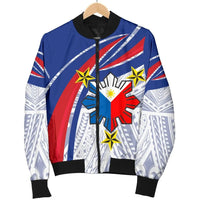 Philippines Men's Bomber Jacket Polynesian Pattern With Flag RLT6 - Wonder Print Shop