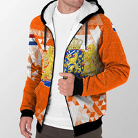 The Netherland Personalised Sherpa Hoodie Dutch Flag Polygon Style RLT7 - Wonder Print Shop