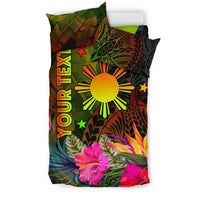 The Philippines Polynesian Personalised Bedding Set Hibiscus and Banana Leaves RLT6 - Wonder Print Shop