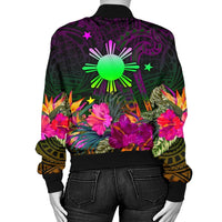 The Phillipines Women's Bomber Jacket Summer Hibiscus RLT6 - Wonder Print Shop