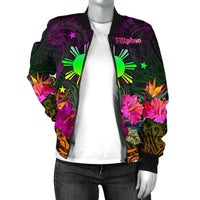 The Phillipines Women's Bomber Jacket Summer Hibiscus RLT6 - Wonder Print Shop