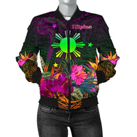 The Phillipines Women's Bomber Jacket Summer Hibiscus RLT6 - Wonder Print Shop