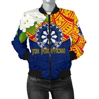 The Philippines Women's Bomber Jacket Filipino Sampaguita RLT6 - Wonder Print Shop