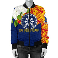 The Philippines Women's Bomber Jacket Filipino Sampaguita RLT6 - Wonder Print Shop