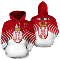 Serbia Sport Flag Hoodie Stripes Style 01 RLT7 - Wonder Print Shop