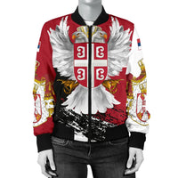 Serbia Women's Bomber Jacket Serbian White Eagle RLT7 - Wonder Print Shop