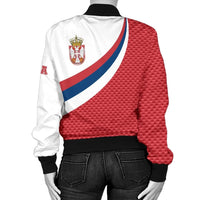 Serbia Women's Bomber Jacket Serbia Flag Red RLT7 - Wonder Print Shop
