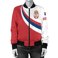 Serbia Women's Bomber Jacket Serbia Flag Red RLT7 - Wonder Print Shop