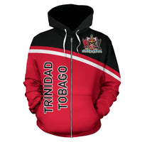Trinidad Tobago All Over Zip Up Hoodie Curve Version RLT6 - Wonder Print Shop