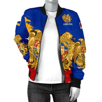 Armenia Womens Bomber Jacket - Armenia Blue RLT8 - Wonder Print Shop