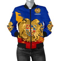 Armenia Womens Bomber Jacket - Armenia Blue RLT8 - Wonder Print Shop