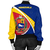 Venezuela Bomber Jacket, Venezuela Coat Of Arms Pattern Women RLT7 - Wonder Print Shop