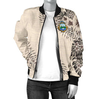 Costa Rica Women's Bomber Jacket The Beige Hibiscus RLT13 - Wonder Print Shop