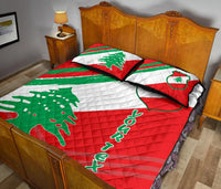 Lebanon Personalised Quilt Bed Set - Lebanon Flag Polygon Style24 RLT6 - Wonder Print Shop