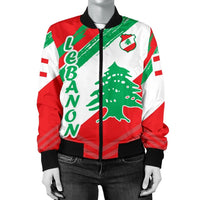Lebanon Women's Bomber Jacket - Lebanon Flag Polygon Style24 RLT6 - Wonder Print Shop