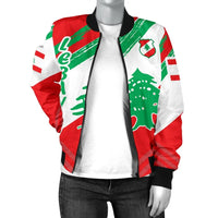 Lebanon Women's Bomber Jacket - Lebanon Flag Polygon Style24 RLT6 - Wonder Print Shop