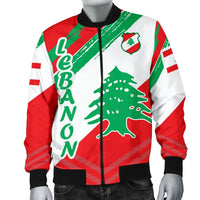 Lebanon Men's Bomber Jacket - Lebanon Flag Polygon Style24 RLT6 - Wonder Print Shop