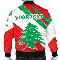 Lebanon Personalised Men's Bomber Jacket - Lebanon Flag Polygon Style24 RLT6 - Wonder Print Shop