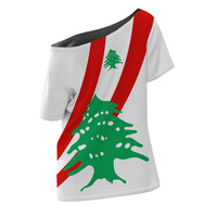 Lebanon Special Flag Women's Off - Shoulder T Shirt RLT6 - Wonder Print Shop