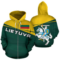 Lithuania Coat Of Arms Zip Up Hoodie Vivian Style RLT6 - Wonder Print Shop
