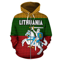 Lithuania Hoodie Knitted Flag Zip Up RLT6 - Wonder Print Shop