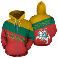 Lithuania Coat Of Arms Zip Up Hoodie Flag RLT6 - Wonder Print Shop