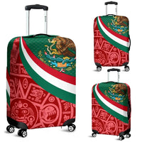 Mexico Luggage Covers Mexico Coat Of Arms With Aztec Patterns RLT13 - Wonder Print Shop