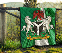 Nigeria Premium Quilt Nigerian Waving Flag With Coat Of Arms RLT8 - Wonder Print Shop