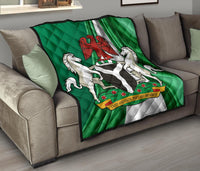 Nigeria Premium Quilt Nigerian Waving Flag With Coat Of Arms RLT8 - Wonder Print Shop