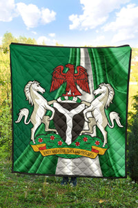 Nigeria Premium Quilt Nigerian Waving Flag With Coat Of Arms RLT8 - Wonder Print Shop