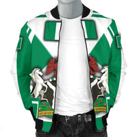 Nigeria Mens Bomber Jacket Nigerian Flag and Coat Of Arms Boa Me Na Me Mmoa Wo RLT8 - Wonder Print Shop