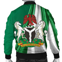 Nigeria Mens Bomber Jacket Nigerian Waving Flag With Coat Of Arms RLT8 - Wonder Print Shop