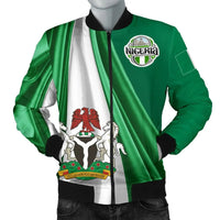 Nigeria Mens Bomber Jacket Nigerian Waving Flag With Coat Of Arms RLT8 - Wonder Print Shop