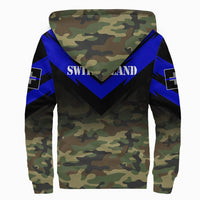 Switzerland Flag Sherpa Hoodie Based Version Of The Thin Blue Line Symbol RLT13 - Wonder Print Shop