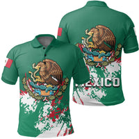 Mexico Polo Shirt Coat Of Arms Spaint Style RLT13 - Wonder Print Shop