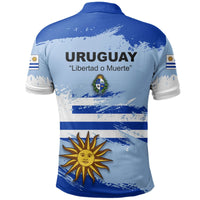 Uruguay Polo Shirt Uruguay Flag Brush RLT6 - Wonder Print Shop