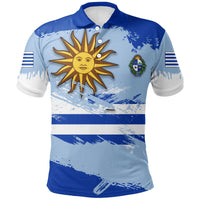 Uruguay Polo Shirt Uruguay Flag Brush RLT6 - Wonder Print Shop