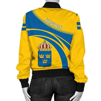 Sweden Coat Of Arms Women Bomber Jacket Sticket RLT7 - Wonder Print Shop