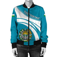 Uzbekistan Coat Of Arms Women Bomber Jacket RLT12 - Wonder Print Shop
