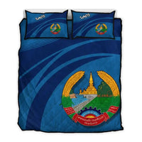 Laos Coat Of Arms Quilt Bed Set Cricket RLT8 - Wonder Print Shop