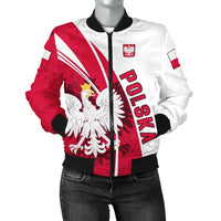 Poland Women's Bomber Jacket - Flag And Coat Of Arm Of Poland RLT7 - Wonder Print Shop