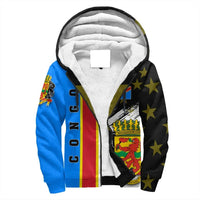 Congo Coat Of Arms Sherpa Hoodie - Flag Style RLT13 - Wonder Print Shop
