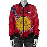 Georgia (U.S. state) Christmas Coat Of Arms Women Bomber Jacket X Style RLT12 - Wonder Print Shop