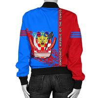 Democratic Republic Of The Congo Coat Of Arms Women Bomber Jacket Quarter Style RLT13 - Wonder Print Shop