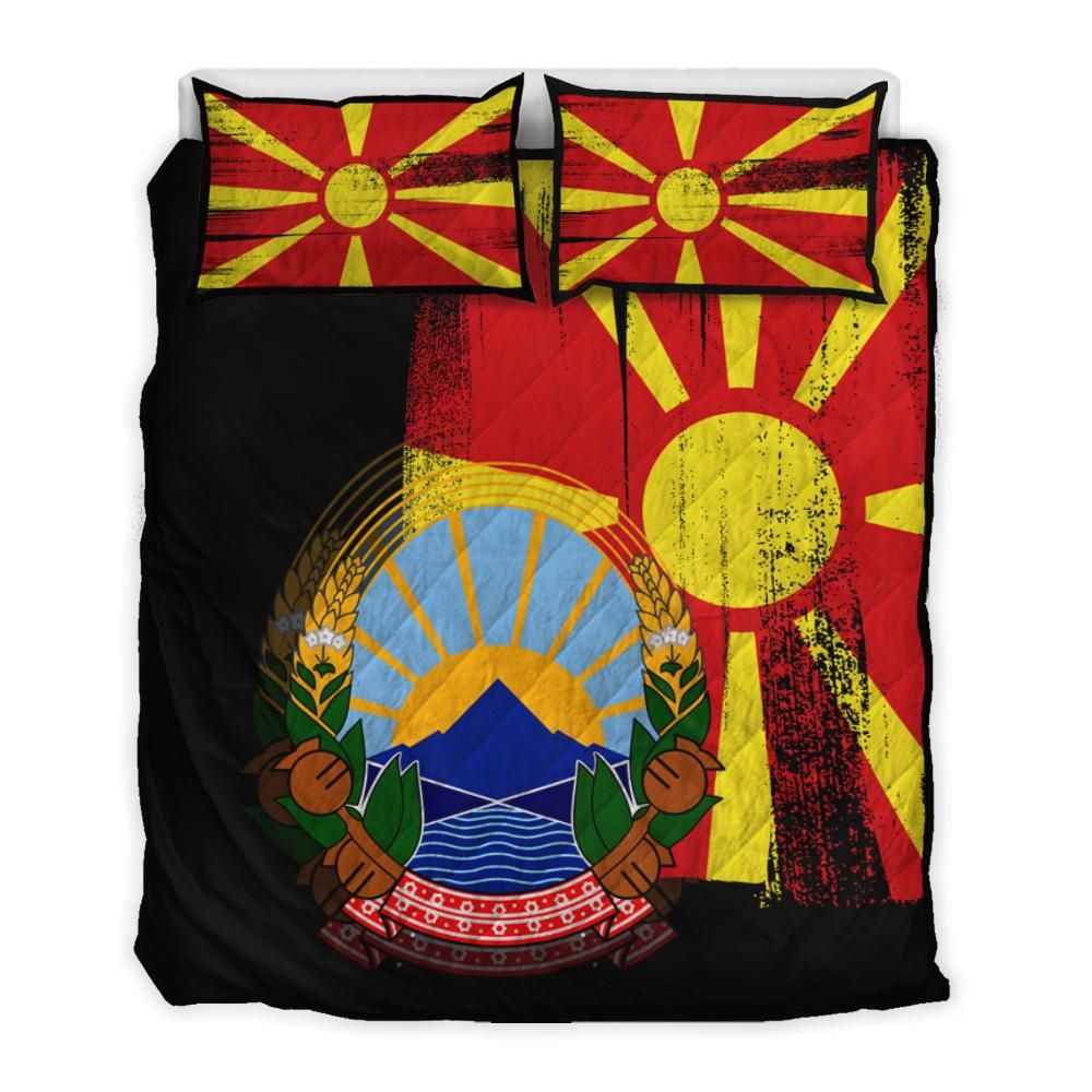 north-macedonia-flag-quilt-bed-set-flag-style