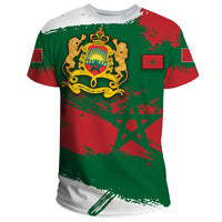 Morocco T Shirt Morocco Flag Brush RLT7 - Wonder Print Shop