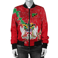 Saint Kitts and Nevis Christmas Coat Of Arms Women Bomber Jacket X Style8 RLT6 - Wonder Print Shop