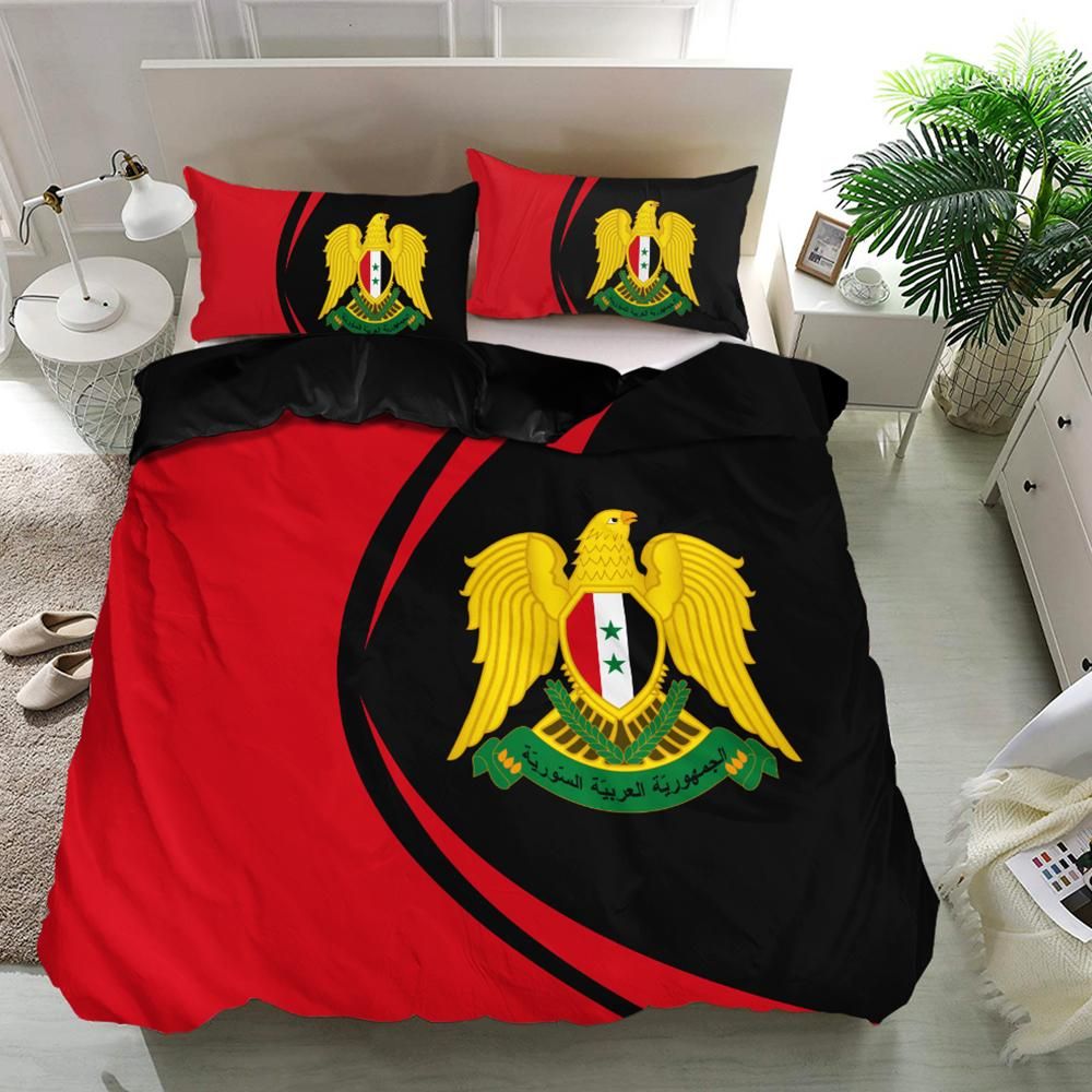 syria-flag-coat-of-arms-bedding-set-circle